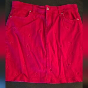 Westport Red Star Embroidered Mini Skirt